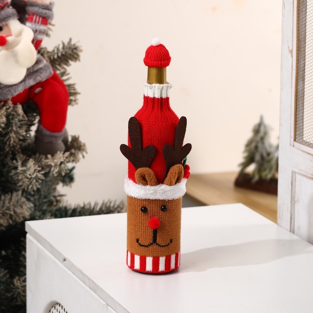 Knitted Wine Bottle Cover Elk  - Wine Beer Hat 评论和价格
