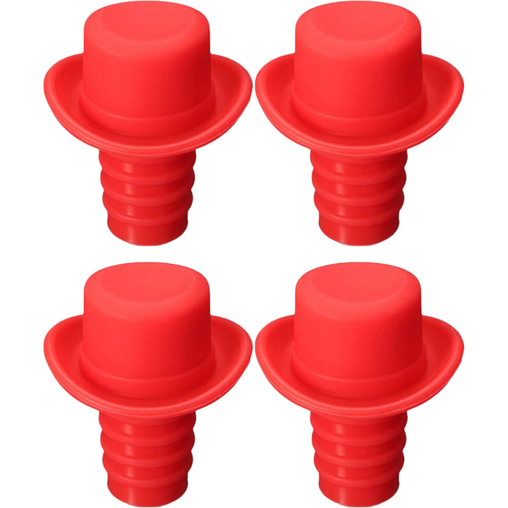 4Pcs Silicone Wine Bottle Stop - Wine Beer Hat 评论和价格