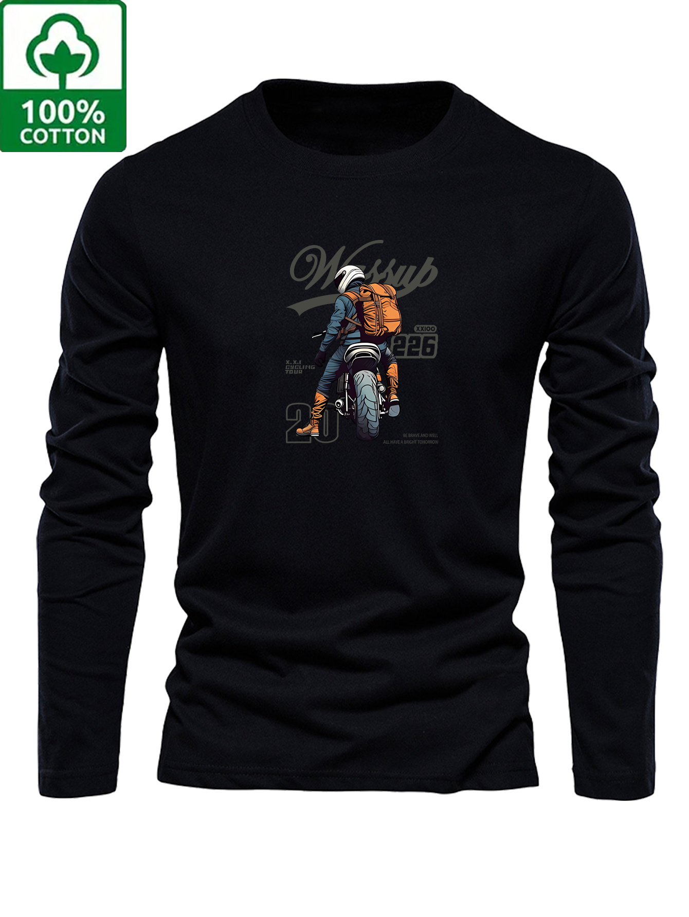 Men 100% Cotton Long Sleeve T  - Wine & Beer Guayaquil 评论和价格